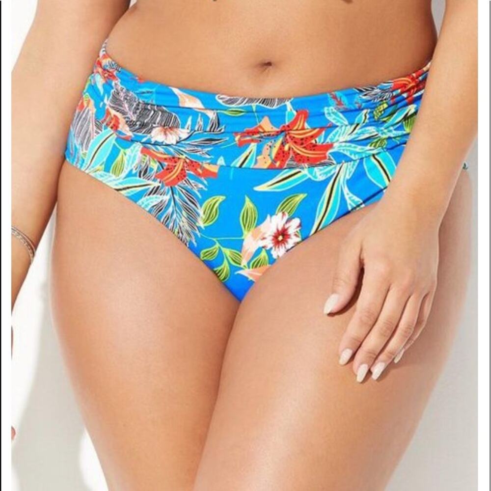 SWIMSUITS FOR ALL Blue Hawaiian foldover brief